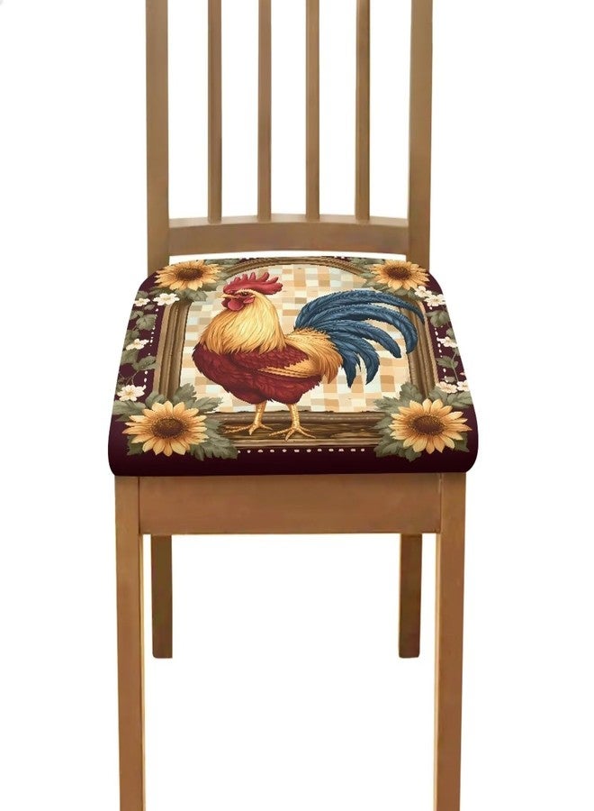 Pzuqiu Chicken Rooster Sunflower Seat Cushion Cover for Dining Chair Durable Chair Cushion Slipcover Anti-Scratch Chair Seat Protective Covers Easy Install Clean, 6 Packs - Image 2